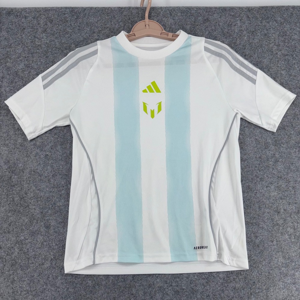 Adidas Messi Aeroready Soccer Jersey Kids Medium White Blue JI5460